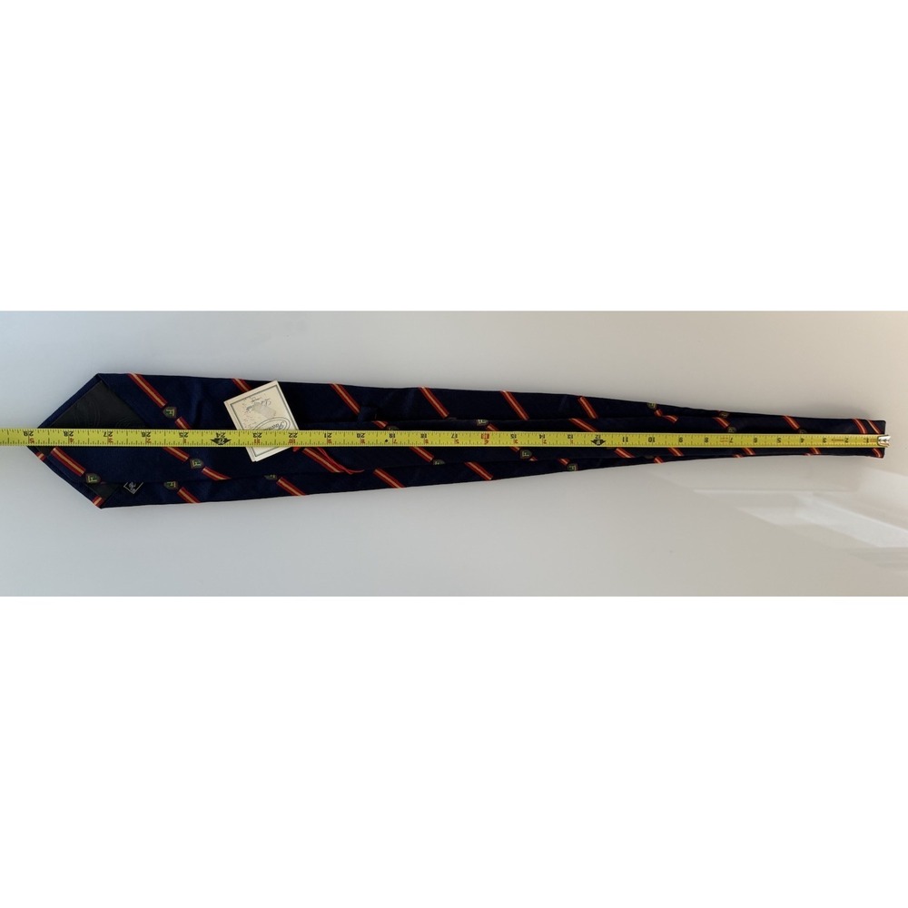 FACONNABLE 100% Silk Tie Hand Made ITALY Designer Blue Striped Logo NWT - Picture 7 of 7